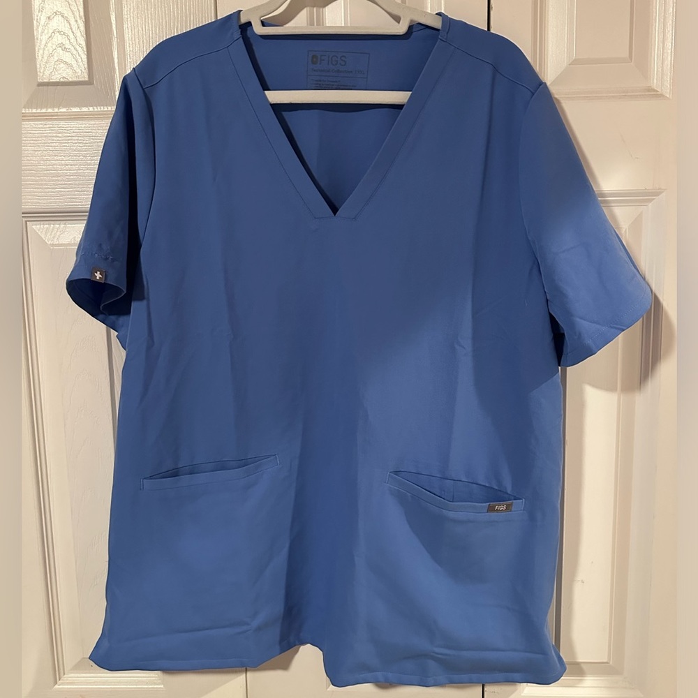 NWT FIGS Casma Three-Pocket Top Ciel Blue Size 2X